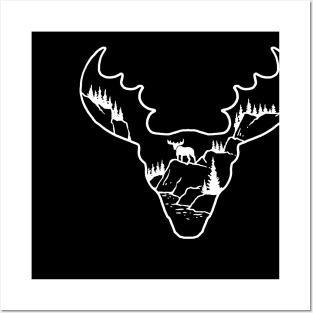 Moose Elk Shape Nature Animal Illustration Tshirt Posters and Art